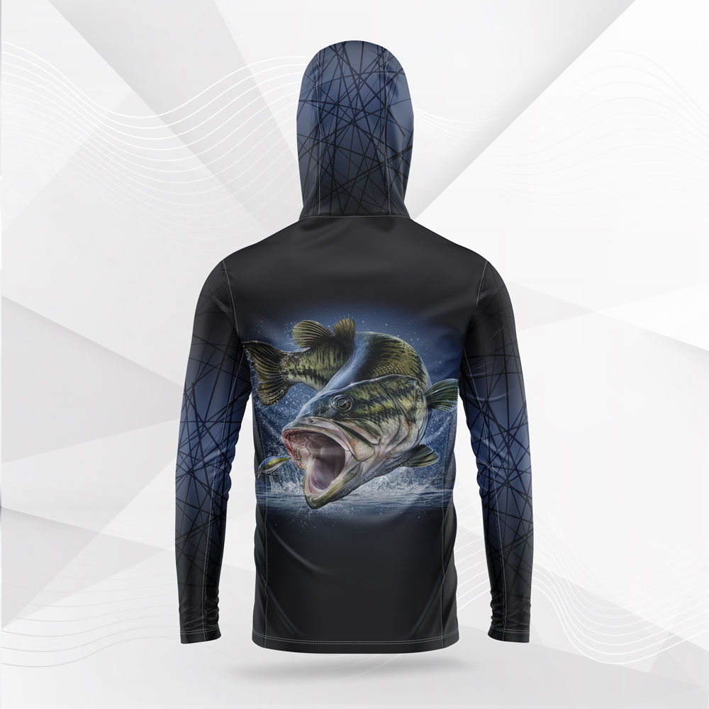 Dark Bass Fishing Shirt – Neck Gaiter & Hoodie – Salty Dog Fishing Apparel